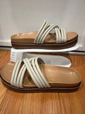 Madewell Cream Strappy Platform Slide Sandals